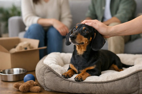 An Adopted Dachshund Settling In at Home