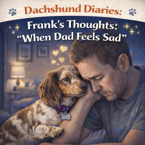 Dachshund Diaries – Entry #8  Frank’s Thoughts: “When Dad Feels Sad”