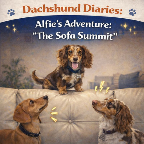 Dachshund Diaries – Entry #9  Alfie’s Adventure: “The Sofa Summit”