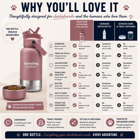 Adventure Buddy 3-in-1 Insulated Dog Water Bottle & Treat Container (1000ml)
