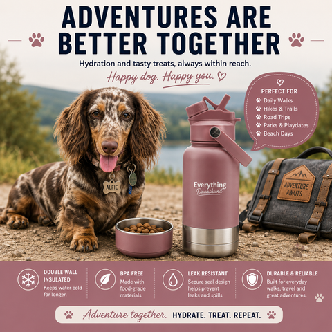 Adventure Buddy 3-in-1 Insulated Dog Water Bottle & Treat Container (1000ml)