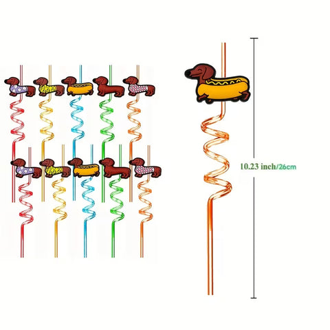 Dachshund Spiral Party Straws