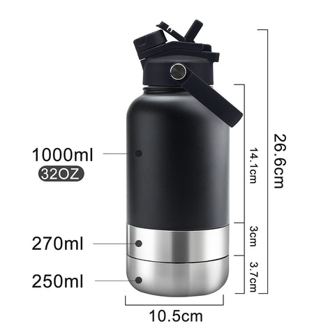 Adventure Buddy 3-in-1 Insulated Dog Water Bottle & Treat Container (1000ml)