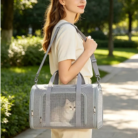 Breathable Multi-Functional Pet Carrier Backpack, Oxford Cloth Car Travel Cat & Dog Carrier, Large Capacity Portable Outdoor Pet Bag.(BLACK,SIZE  S)