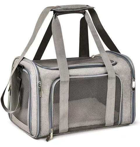 Breathable Multi-Functional Pet Carrier Backpack, Oxford Cloth Car Travel Cat & Dog Carrier, Large Capacity Portable Outdoor Pet Bag.(GREY,SIZE  S)