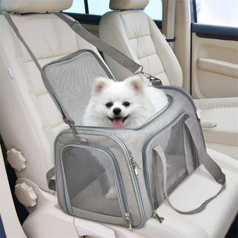 Breathable Multi-Functional Pet Carrier Backpack, Oxford Cloth Car Travel Cat & Dog Carrier, Large Capacity Portable Outdoor Pet Bag.(BLUE,SIZE  S)