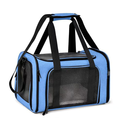 Breathable Multi-Functional Pet Carrier Backpack, Oxford Cloth Car Travel Cat & Dog Carrier, Large Capacity Portable Outdoor Pet Bag.(BLUE,SIZE  S)