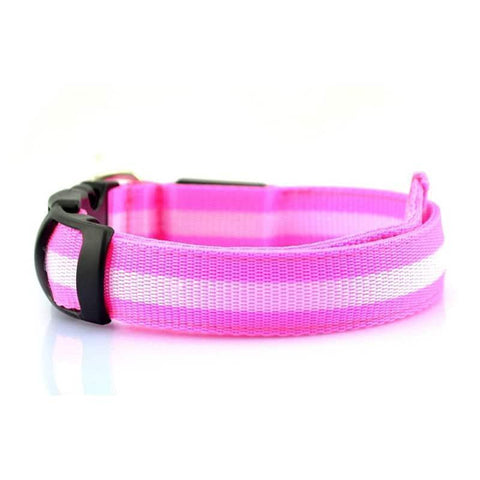M Size USB Rechargeable LED Dog Collar Nylon Glow Flashing Light Up Pet Collar - Green