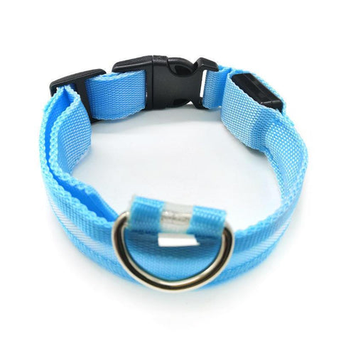 L Size USB Rechargeable LED Dog Collar Nylon Glow Flashing Light Up Neck Strap - Yellow