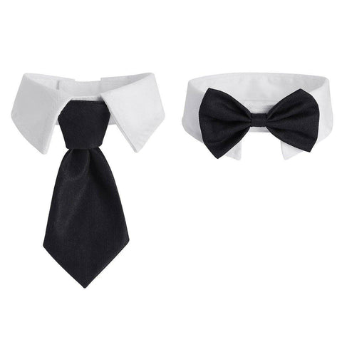 2pcs Pet Bow Tie Collar Dog Cat Suit Dress Accessories Adjustable Neck Strap - S