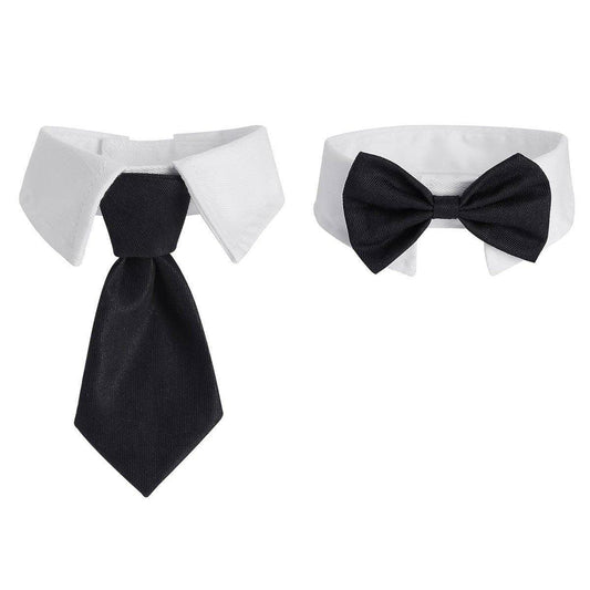 2pcs Pet Bow Tie Collar Dog Cat Suit Dress Accessories Adjustable Neck Strap - S