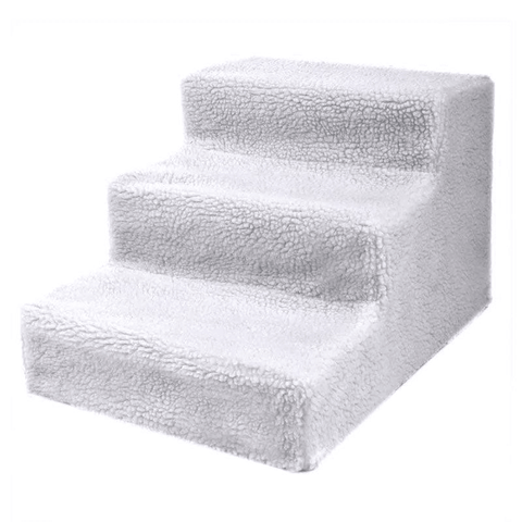 3 Steps Pet Stairs with Soft Cover for Small Dogs and Cats Portable Climbing Ramp