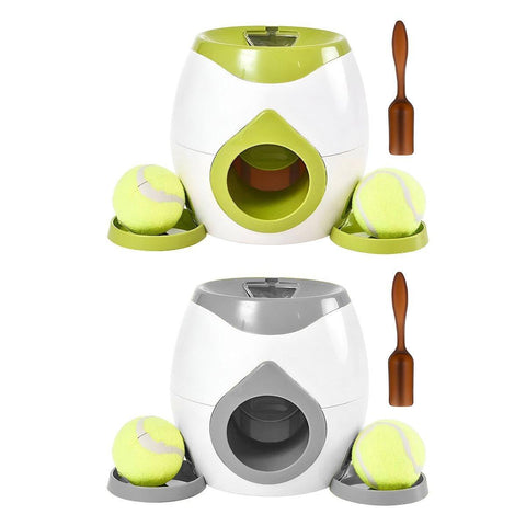 Interactive Dog Toy Tennis Feeder Machine for Training and Treat Rewards - Grey