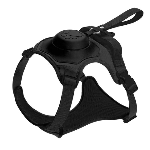 Vibe Geeks Ultimate 2-in-1 Reflective No-pull Dog Harness with Retractable Leash and Control Handle - Blue - L