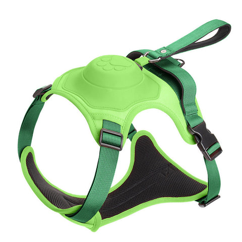 Vibe Geeks Ultimate 2-in-1 Reflective No-pull Dog Harness with Retractable Leash and Control Handle - Blue - L