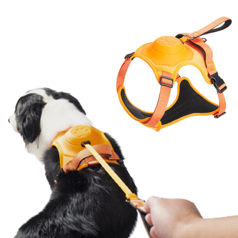 Vibe Geeks Ultimate 2-in-1 Reflective No-pull Dog Harness with Retractable Leash and Control Handle - Red - M