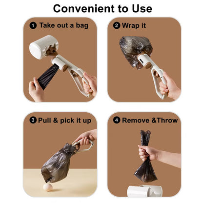 Beige Portable Dog Poop Scooper with Large 9.5cm Opening, Ergonomic Handle, Lightweight 320g Pet Waste Picker for Outdoor Walks