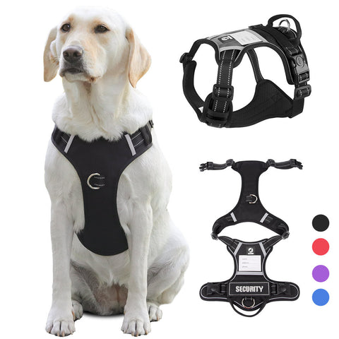 Size S Black Reflective No-Pull Dog Harness - Adjustable & Durable for Large Breeds, Anti-Escape Design
