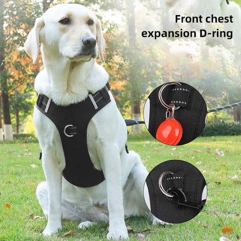 Size M Blue Reflective No-Pull Dog Harness - Adjustable & Durable for Large Breeds, Anti-Escape Design