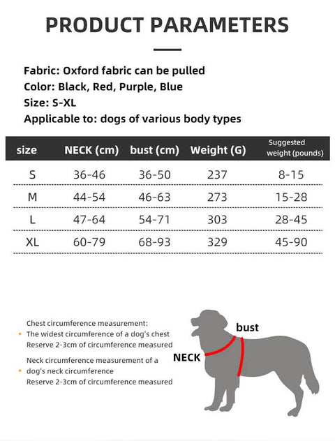 Size M Black Reflective No-Pull Dog Harness - Adjustable & Durable for Large Breeds, Anti-Escape Design