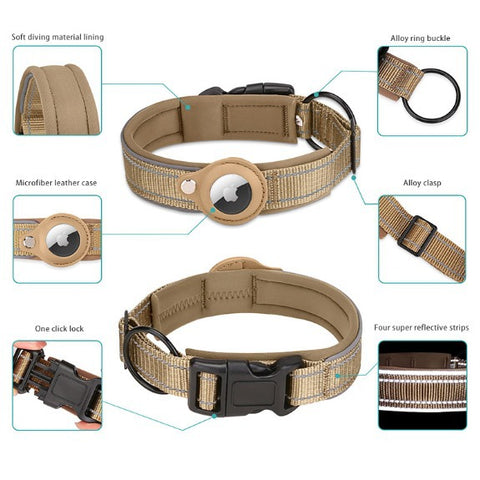 S Pink Secure Nylon Dog Collar with Built-in Apple AirTag (not included) Holder Case - Pet Tracker Accessory