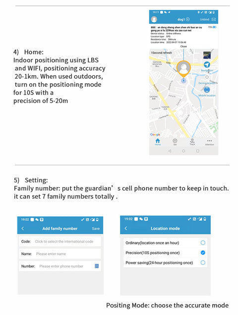 Black Real-Time Pet GPS Tracker Locator - Magnetic Charging, Multi-Mode Positioning for Dogs & Cats