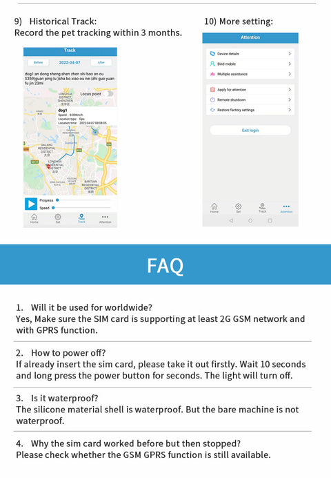 Blue Real-Time Pet GPS Tracker Locator - Magnetic Charging, Multi-Mode Positioning for Dogs & Cats