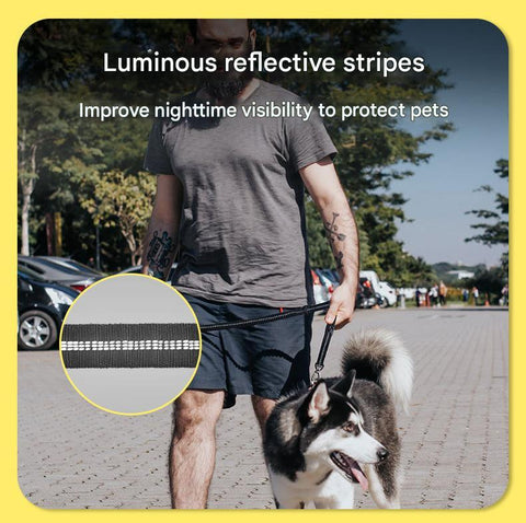 Orange Shock Absorbing Dog Leash with Reflective Stitching - 135cm for Small to Large Dogs