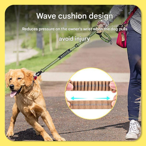 Blue Shock Absorbing Dog Leash with Reflective Stitching - 135cm for Small to Large Dogs