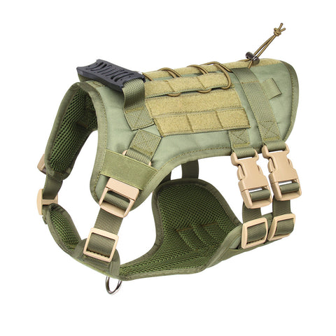 Green Tactical Dog Training Harness - Adjustable Vest for Training and Walking - M