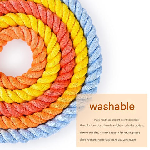 Handmade Gradient Rope Dog Collar & Leash Set - Colorful Braided Cotton (Navy blue - Size M)