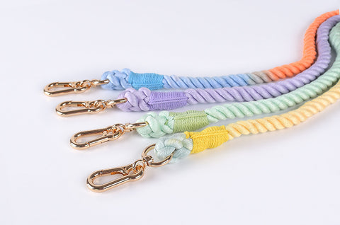 Premium Leather Pet Collar and Leash - Soft, Strong Braided Rope (Pink Purple - Size M)
