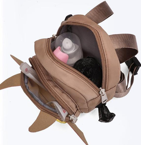 Dark Green Adorable Monster Pet Backpack Harness - Small Dog & Cat Treat Pouch with Poop Bag Dispenser