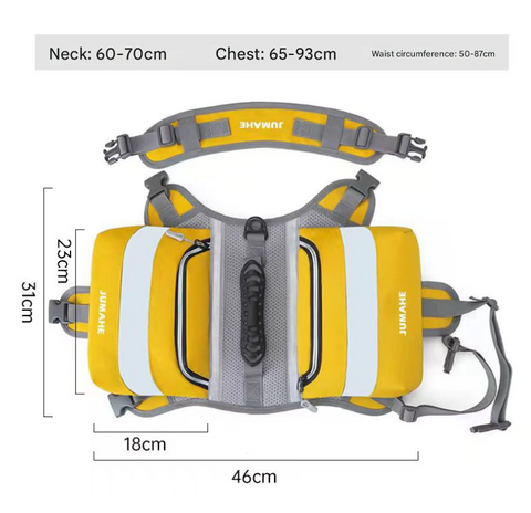 Green Saddle Bag Dog Backpack - Adjustable Harness Pack for Hiking, Camping & Travel with Medium to Large Dogs