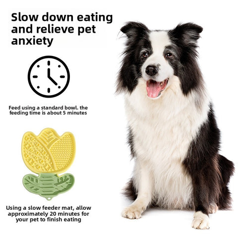 2-pcs Rouge powder Tulip Shaped Silicone Pet Licking Mat Slow Feeder Dog Cat Lick Pad with Suction Cups Anxiety Relief and Boredom Buster