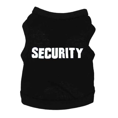 2 Pack Security Pet Vest Size S - Black Cotton Dog T-Shirt for Small Dogs Puppies & Cats - Summer Sleeveless Apparel with White Lettering