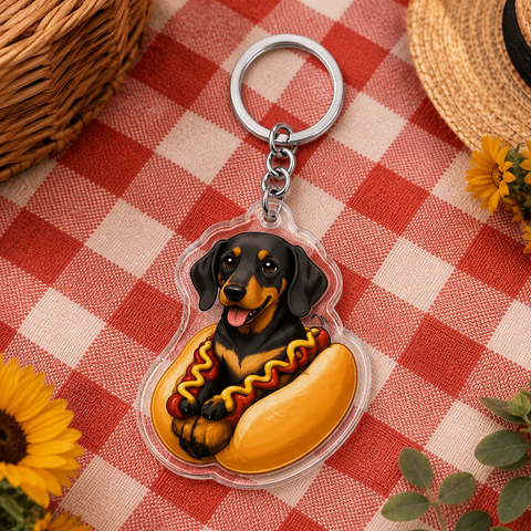 Hot Dog Life Dachshund Keychain