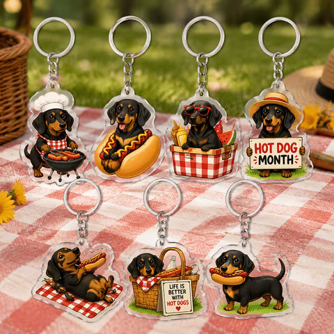 Hot Dog Life Dachshund Keychain