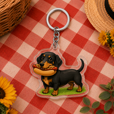 Hot Dog Life Dachshund Keychain
