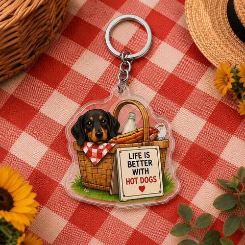 Hot Dog Life Dachshund Keychain