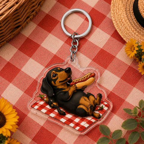Hot Dog Life Dachshund Keychain