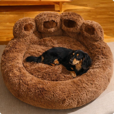 Plush Paw-Shaped Calming Dog Bed