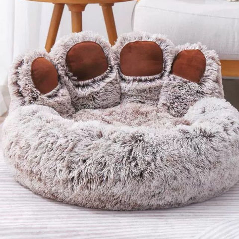 Plush Paw-Shaped Calming Dog Bed
