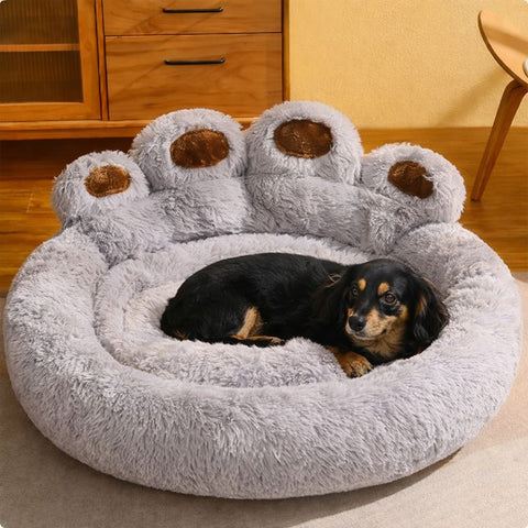 Plush Paw-Shaped Calming Dog Bed