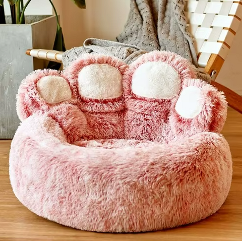 Plush Paw-Shaped Calming Dog Bed