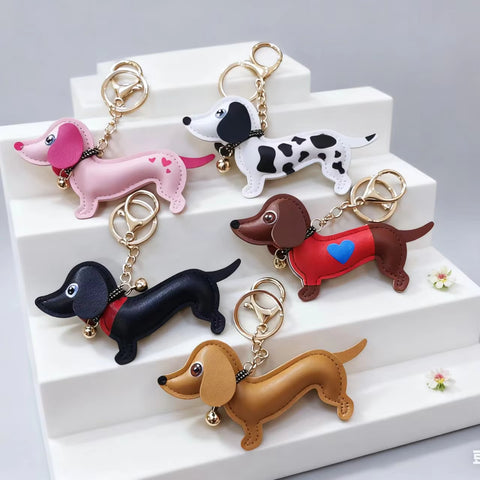 Dachshund PU Leather Keychain Charm