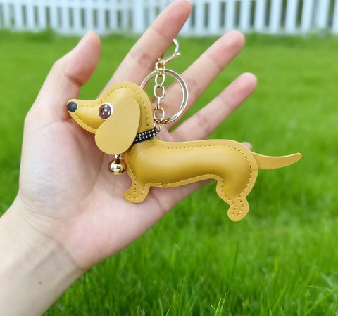 Dachshund PU Leather Keychain Charm