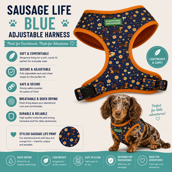Sausage Life Blue: Adjustable Harness