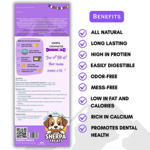 Sherpa Dog Chew 100% Natural Cheese Stick - Large