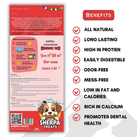 Sherpa Dog Chew 100% Natural Cheese Stick - Medium